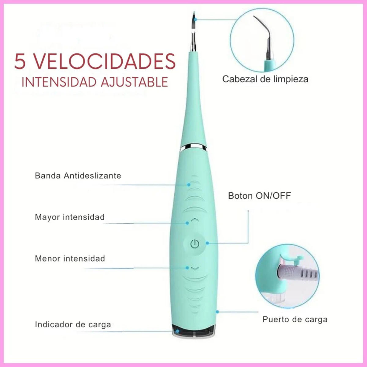 Eliminador de sarro y placa dental 3 en 1
